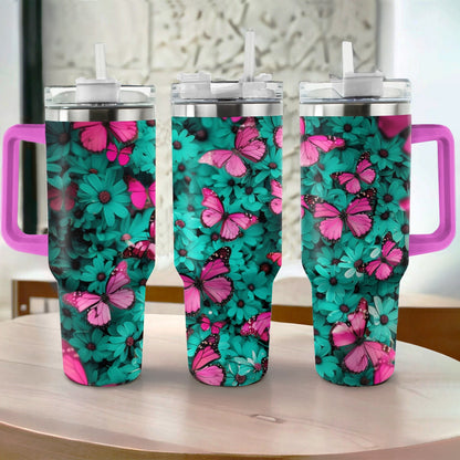 Shineful Tumbler Butterfly Turquoise Blooms