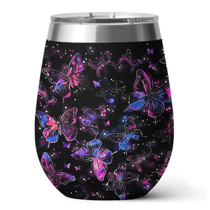 Shineful Wine Tumbler Glowing Butterfly