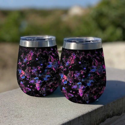 Shineful Wine Tumbler Glowing Butterfly