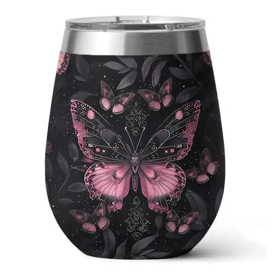 Shineful Wine Tumbler Butterfly Shining In The Night