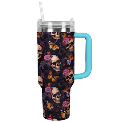 Shineful Tumbler Butterfly Skulls and Roses Dream