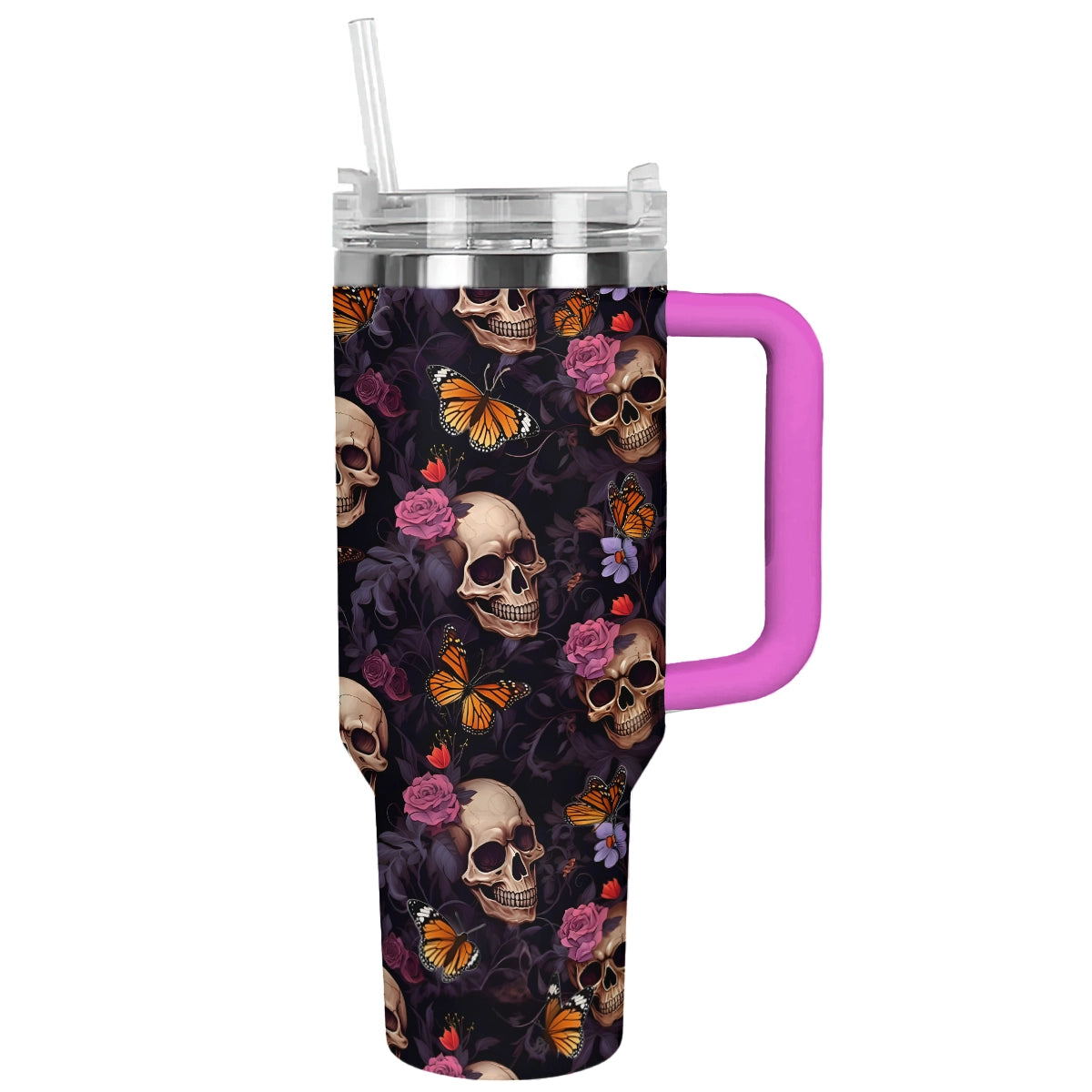 Shineful Tumbler Butterfly Skulls and Roses Dream