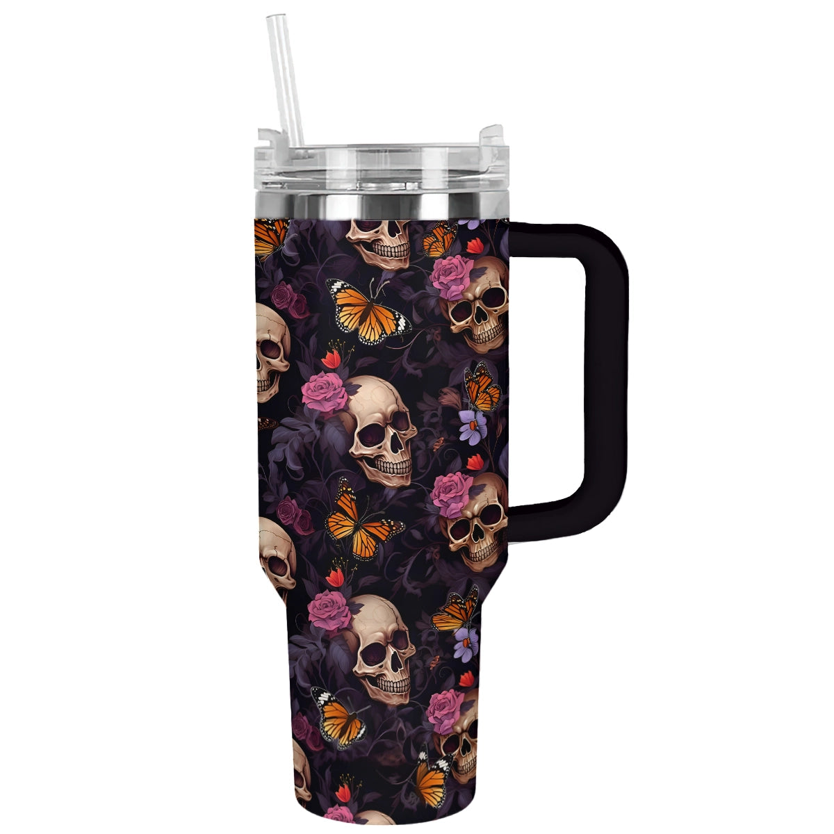 Shineful Tumbler Butterfly Skulls and Roses Dream