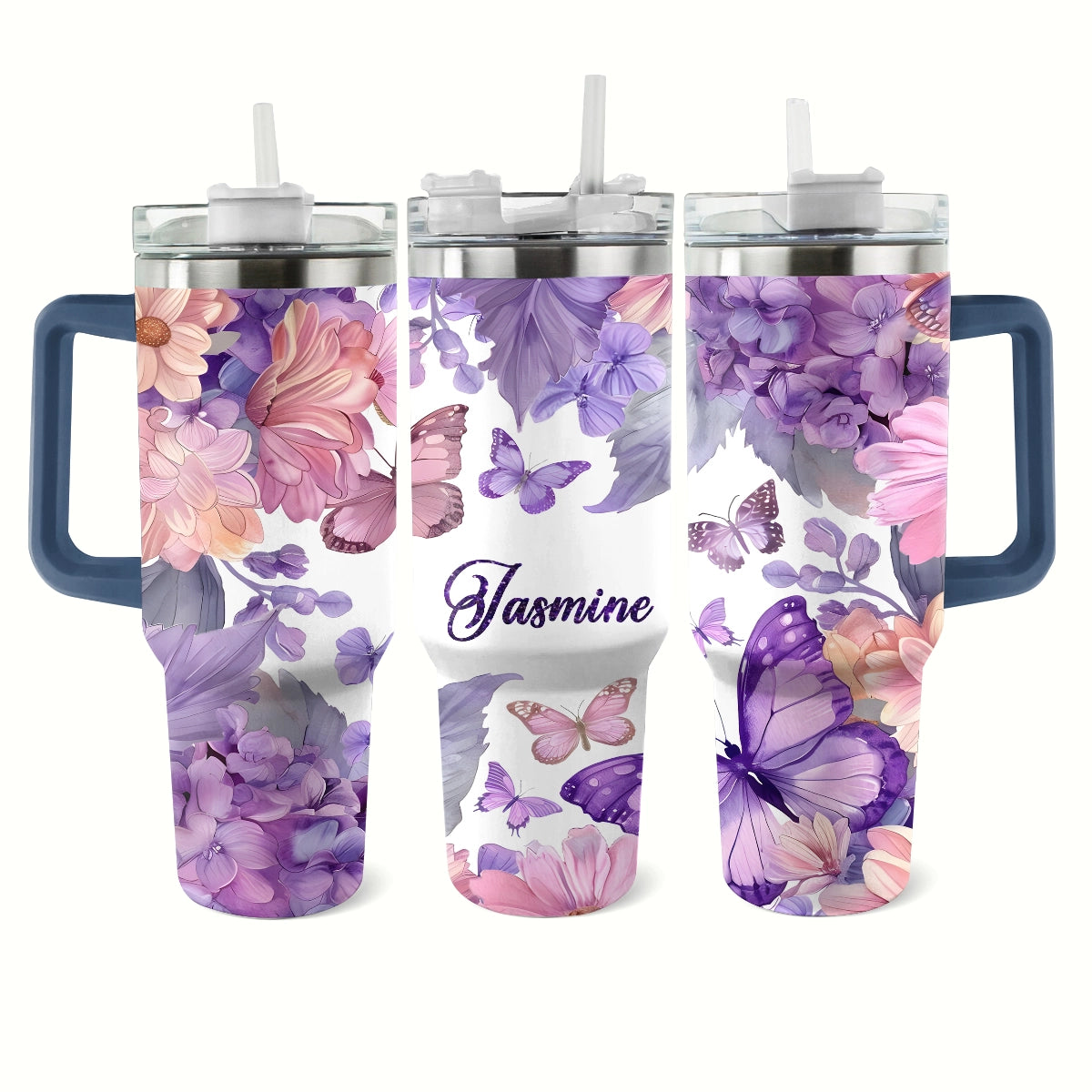 Shineful Tumbler Personalized Butterfly Blossom Haven