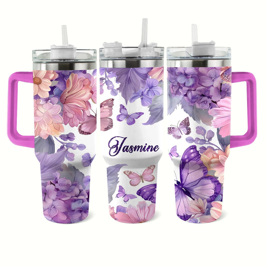 Shineful Tumbler Personalized Butterfly Blossom Haven