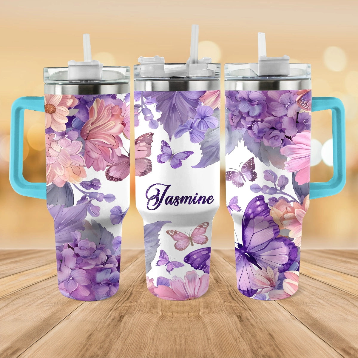 Shineful Tumbler Personalized Butterfly Blossom Haven