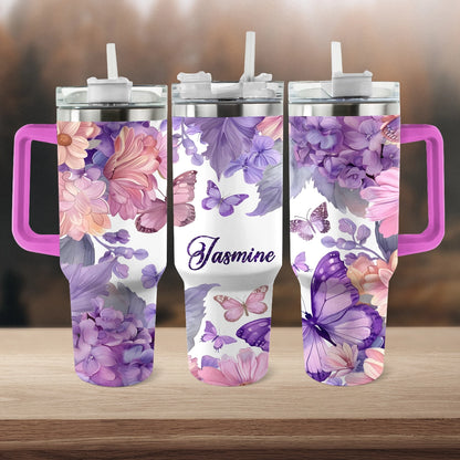 Shineful Tumbler Personalized Butterfly Blossom Haven