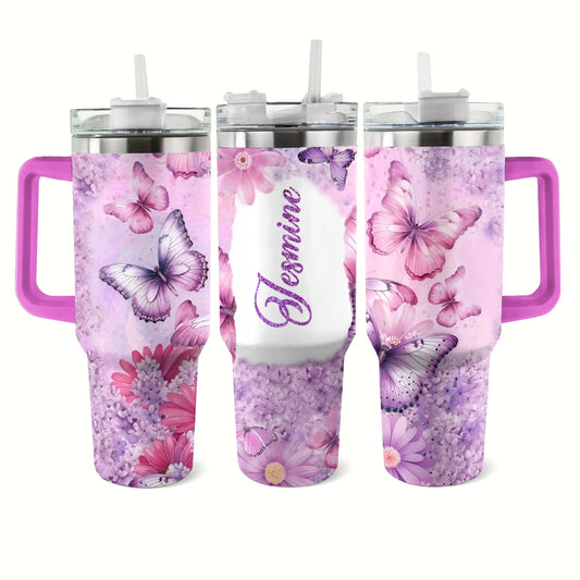 Shineful Tumbler Personalized Butterfly Blossom Elegance