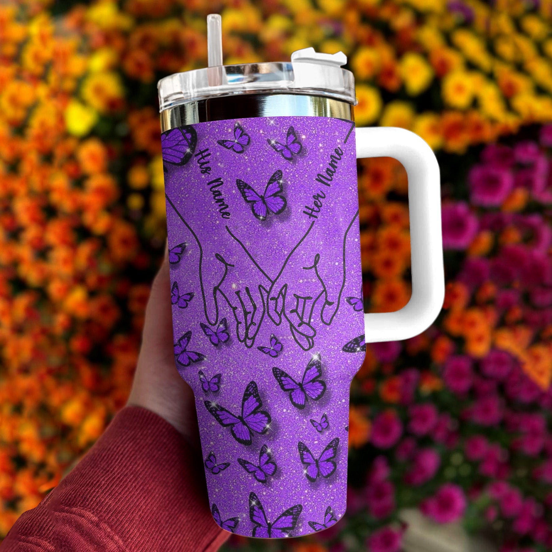 Butterfly 40 Oz Shineful™ Tumbler Personalized Together Forever Mn8 White 40Oz