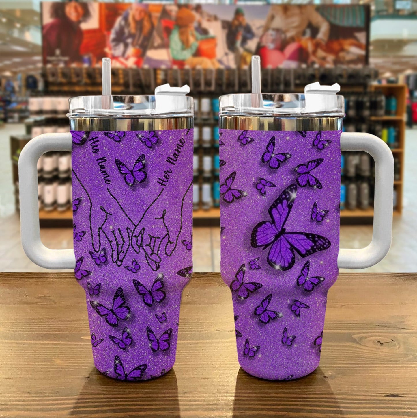 Butterfly 40 Oz Shineful™ Tumbler Personalized Together Forever Mn8 40Oz