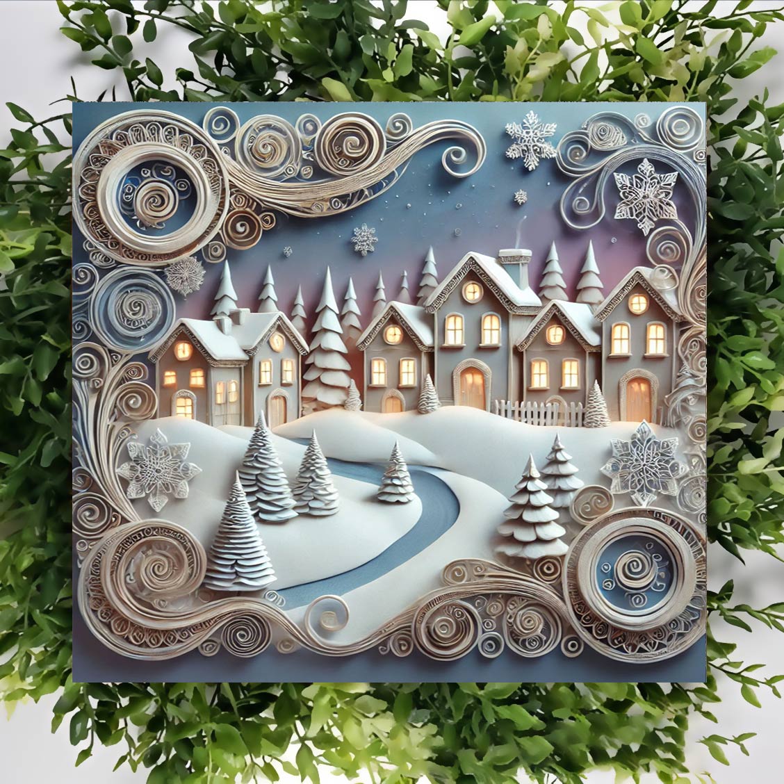 Shineful 2D Metal Sign Wintery Town