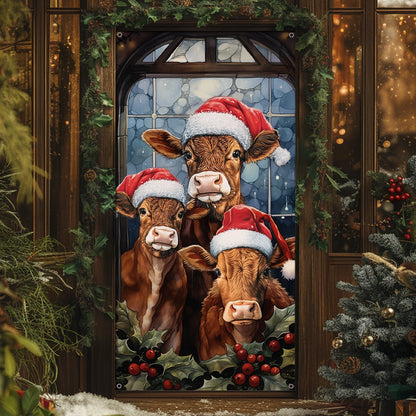 Couvre-porte brillant - Bienvenue à Noël avec la vache