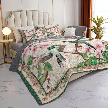 Shineful All Season Quilt 3-Piece Set Hummingbird Blossom