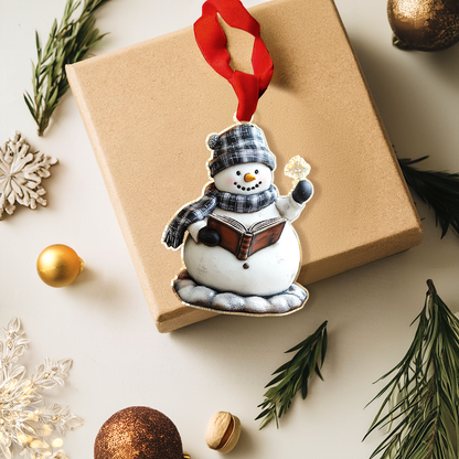 Shineful 2D Acrylic Ornament Snowman Reads