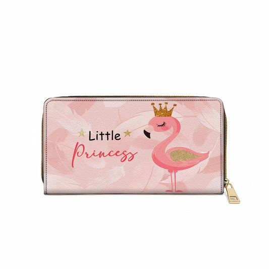 Shineful Leather Clutch Purse With Wristlet Strap Handle Little Princess Flamingo