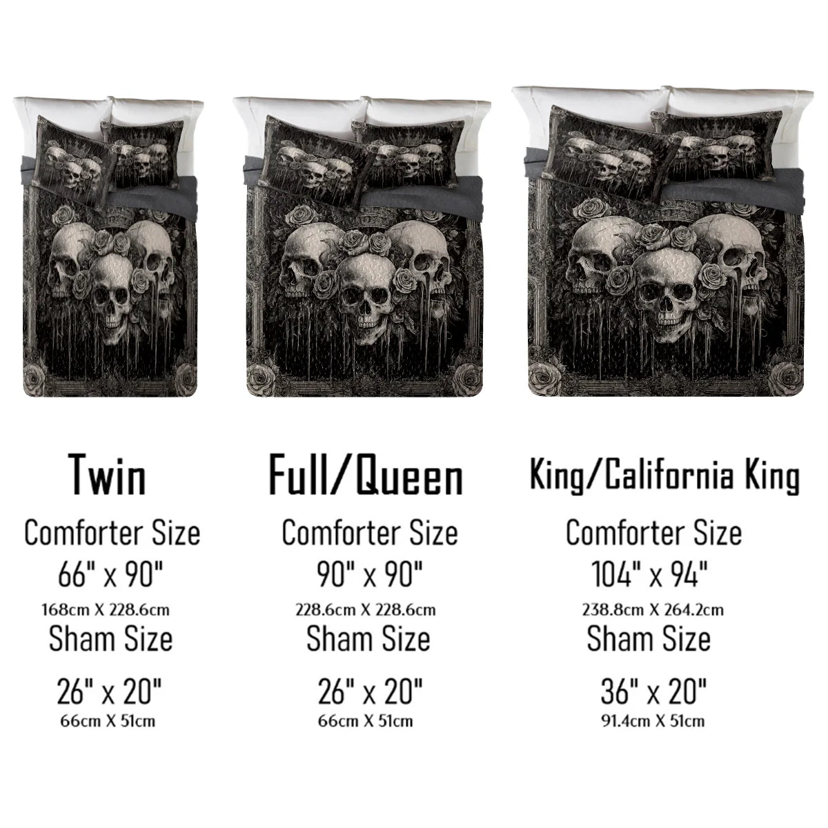 Shineful All Season Quilt 3-Piece Set - Eternal Crown Skull