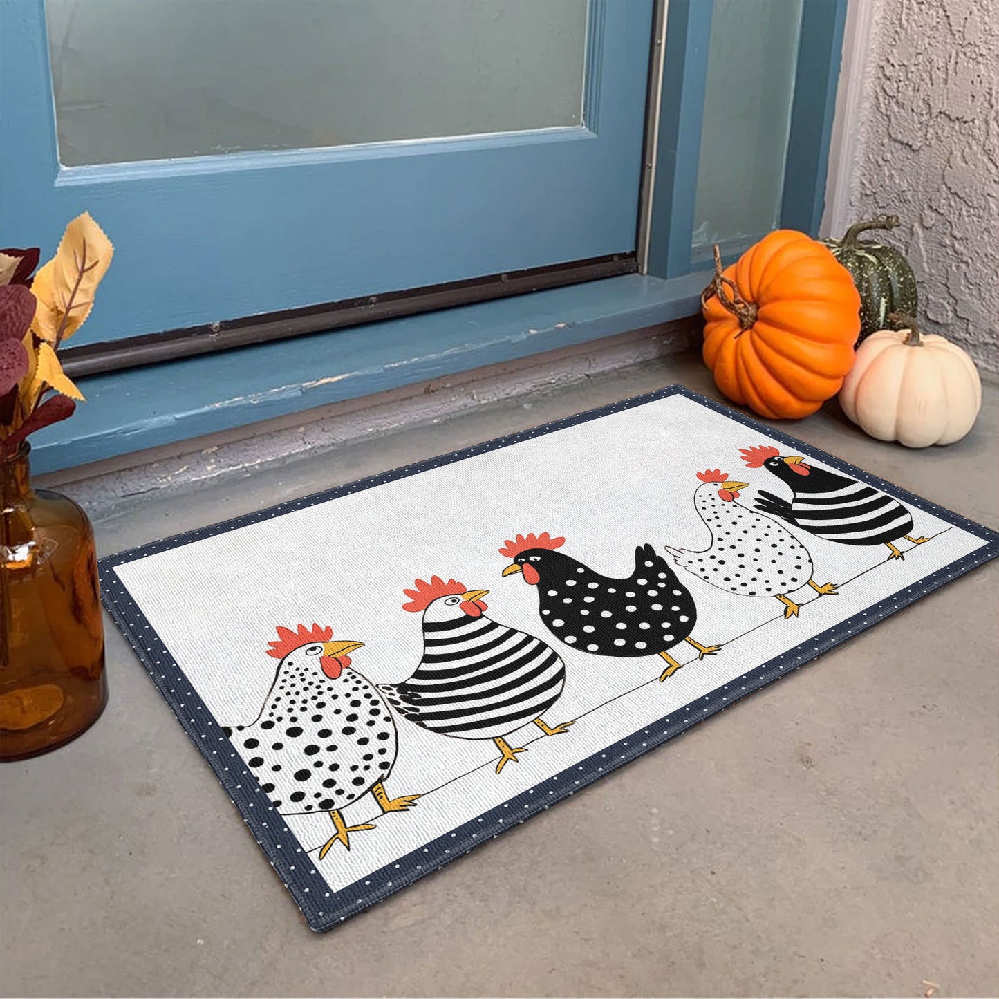 Shineful Ultra-Thin Non Skid Floor Mat, Kitchen Rugs Funny Chicken