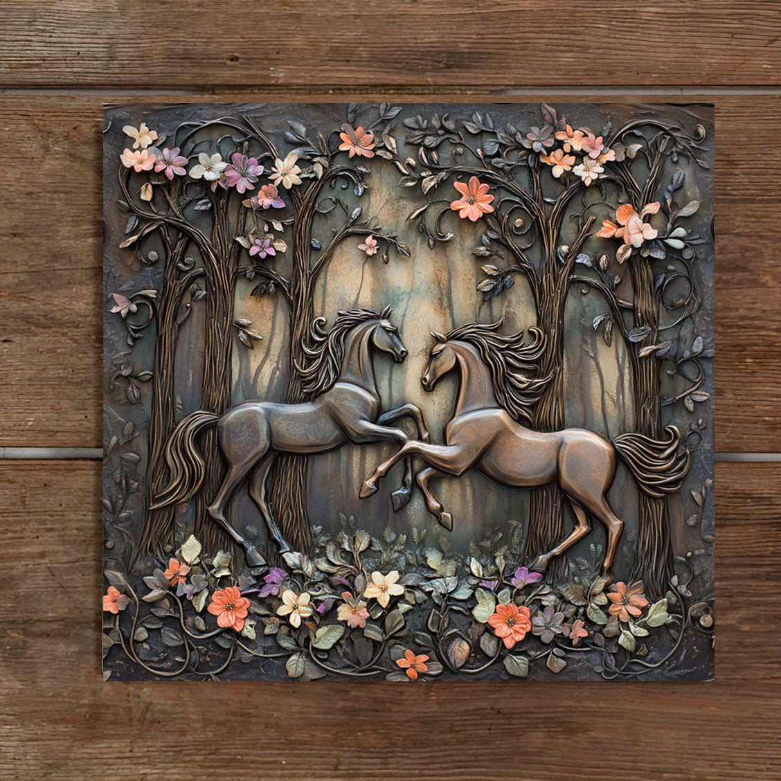 Shineful 2D Metal Sign Horse Duo