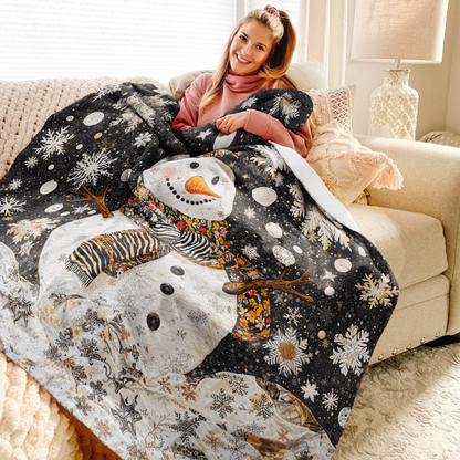 Shineful Fleece Blanket Winter Wonderland Snowman