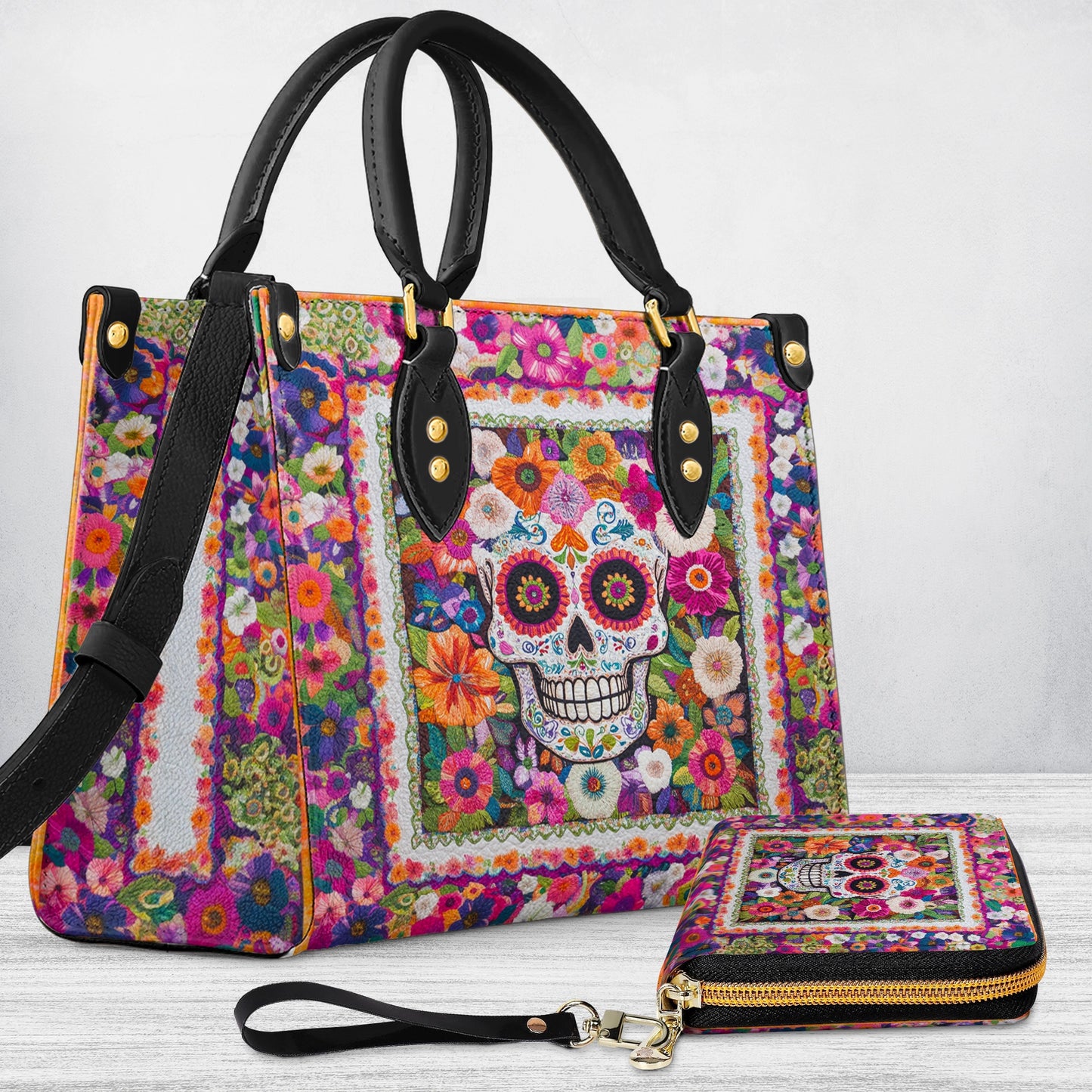 Shineful Leather Bag Day of The Dead Bloom