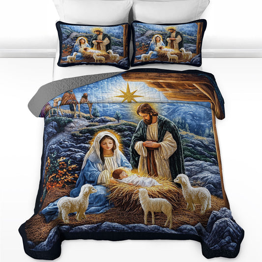 Shineful All Season Quilt 3-Piece Set - Holy Night Nativity