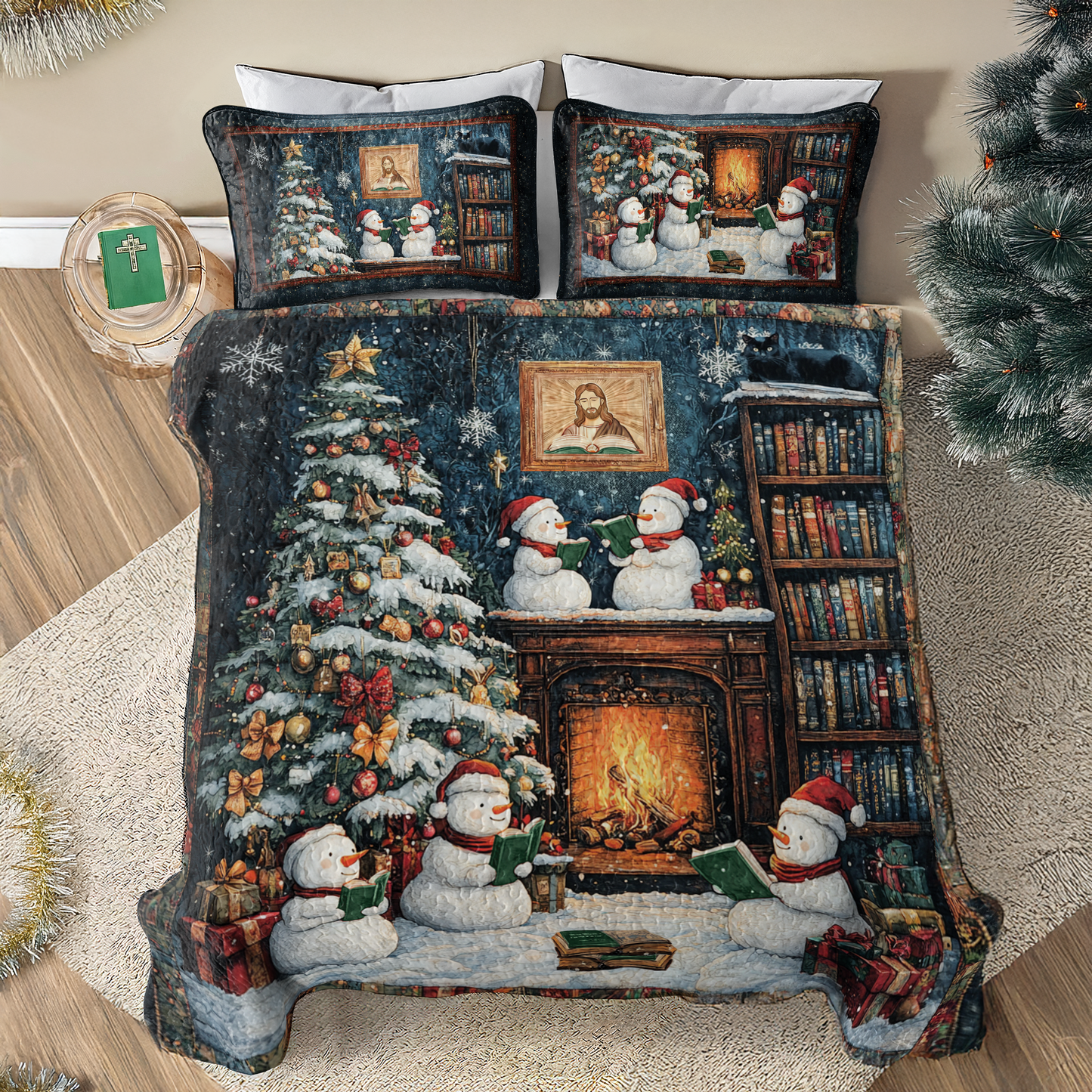 Shineful All Season Quilt 3-Piece Set Snowman Bible Storytime