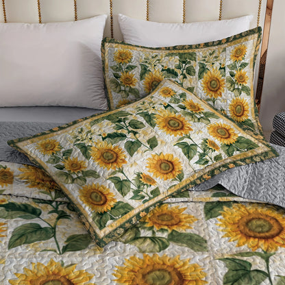 Shineful All Season Quilt 3-Piece Set Vintage Rustic Sunflower Patchwork