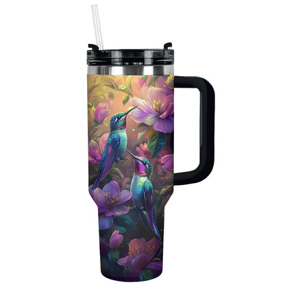 Glänzender Becher mit Blumenmotiv „Hummingbird Elysium“