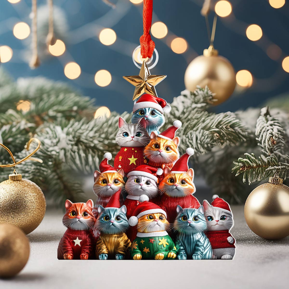 Shineful 2D Acrylic Ornament Feline Fir