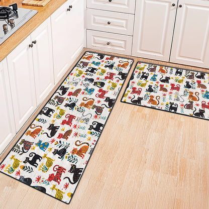 Shineful Ultra-Thin Non Skid Floor Mat, Kitchen Rugs Cute Whimsical Cat