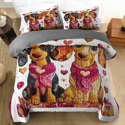 Shineful All Season Quilt 3-Piece Set - Lovely Dachshund