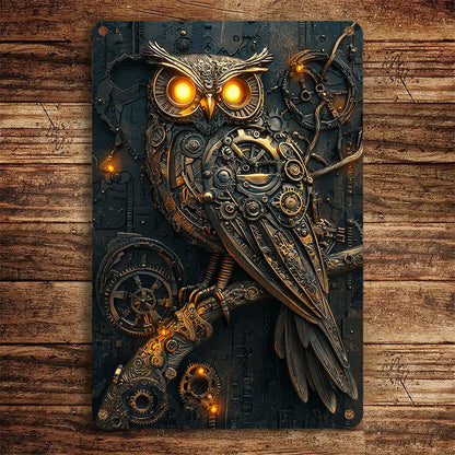 Shineful 2D Metal Sign - Steam-Powered Owl