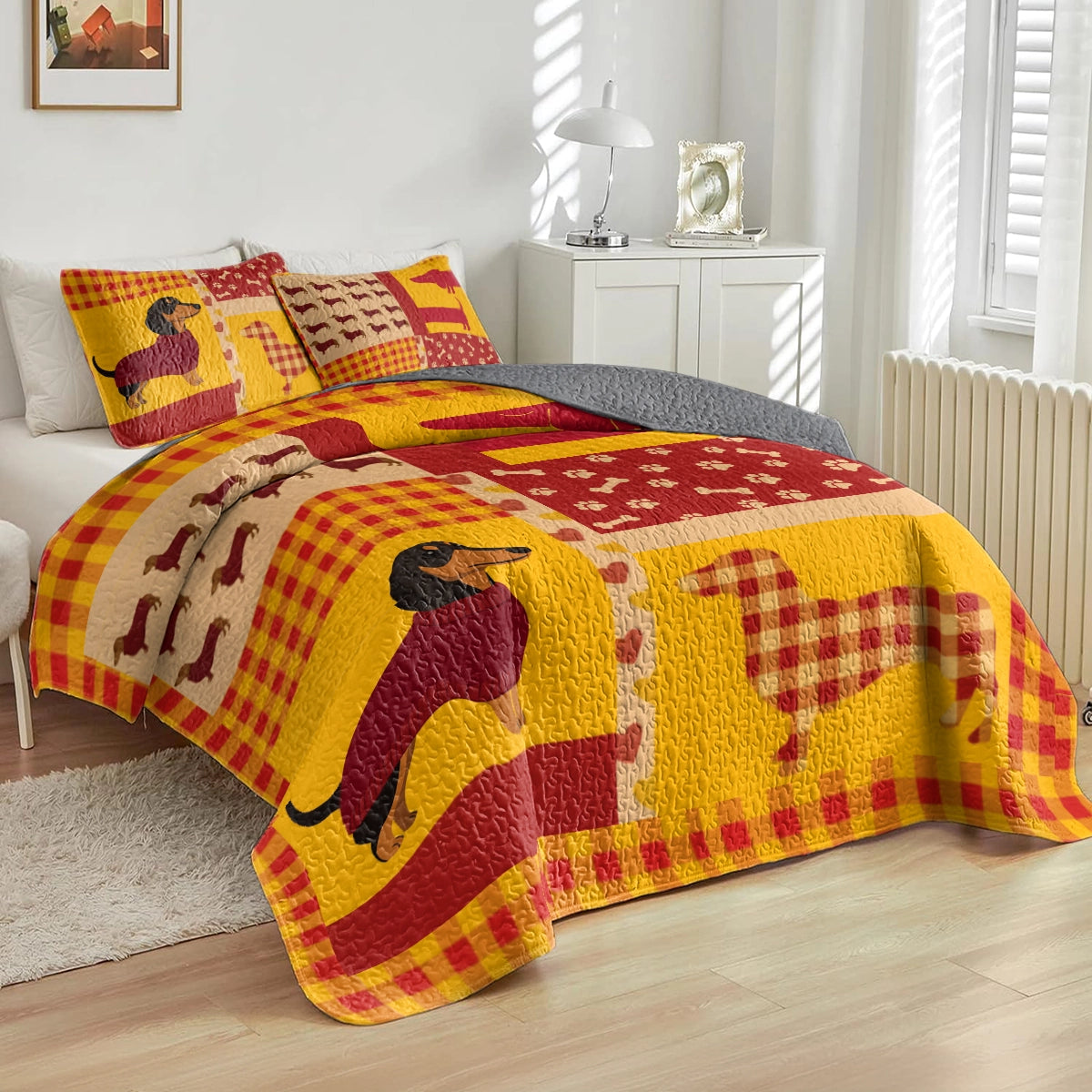 Shineful All Season Quilt 3-teiliges Set Dackel Cozy Dreams 