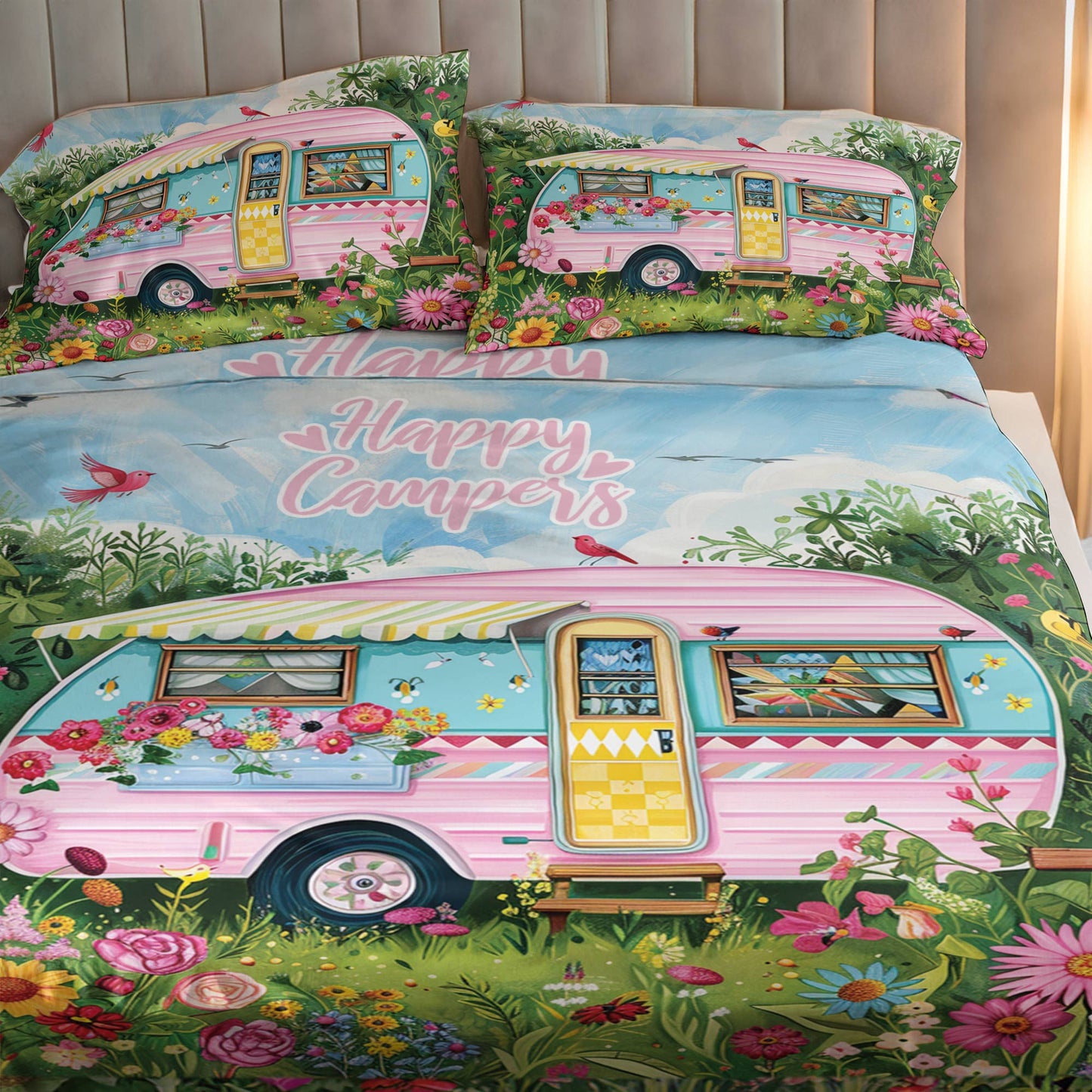 Shineful 4-Piece Bed Sheet Set Happy Camper