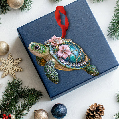 Shineful 2D Acrylic Ornament Aqua Bloom Turtle