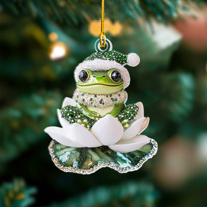 Shineful 2D Acrylic Ornament Little Frog With Water Lily