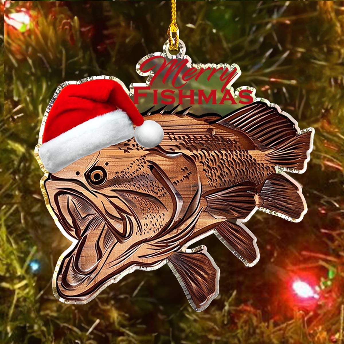 Shineful 2D Acrylic Ornament Bass Merry Fishmas