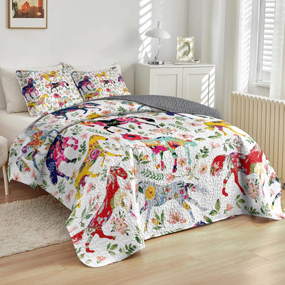 Shineful All Season Quilt 3-Piece Set - Floral Horse