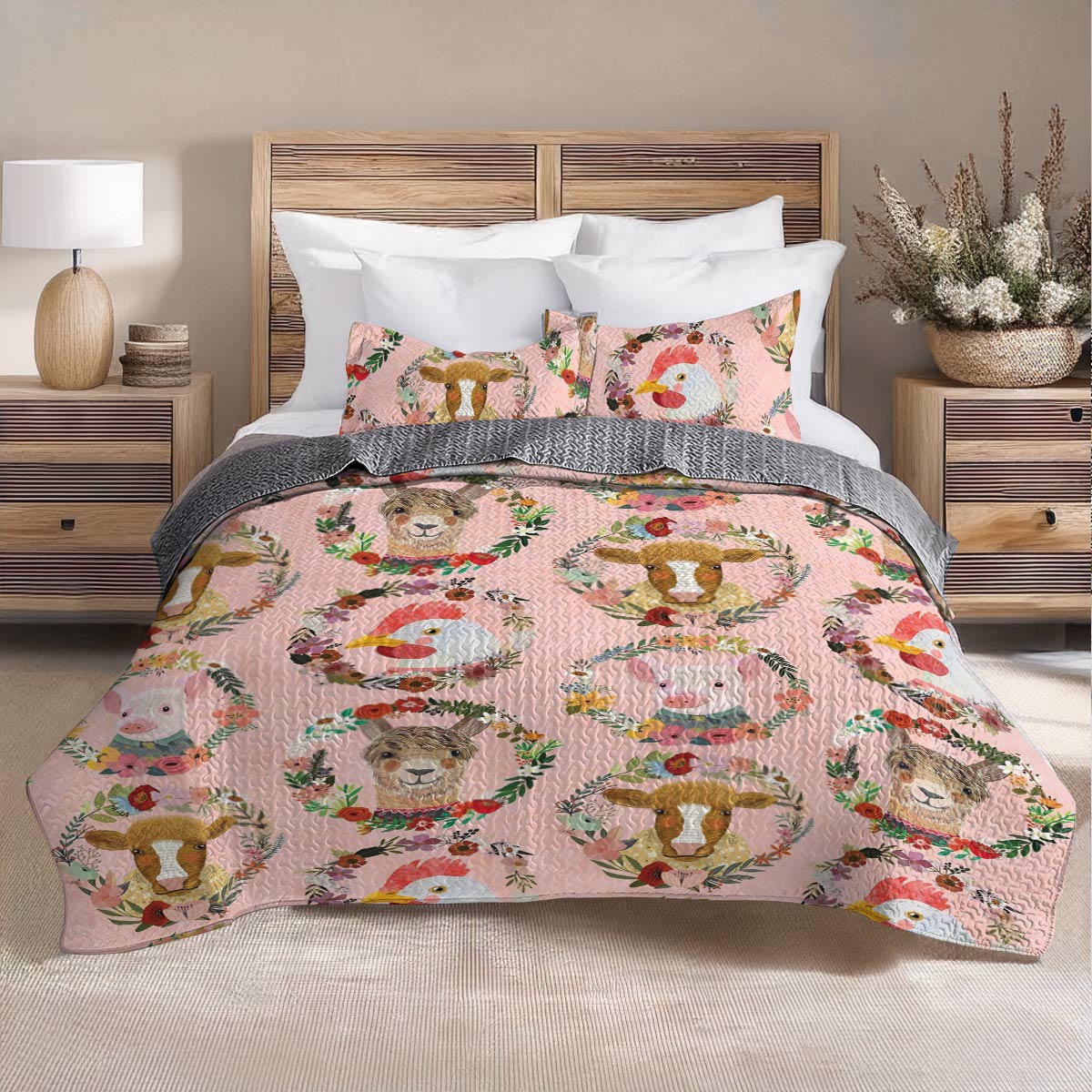 Shineful All Season Quilt 3-Piece Set Floral Farm