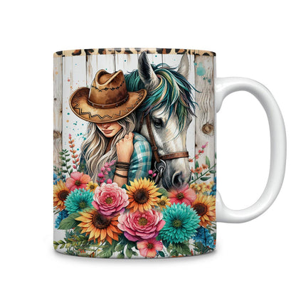 Tasse en céramique brillante avec motif cheval