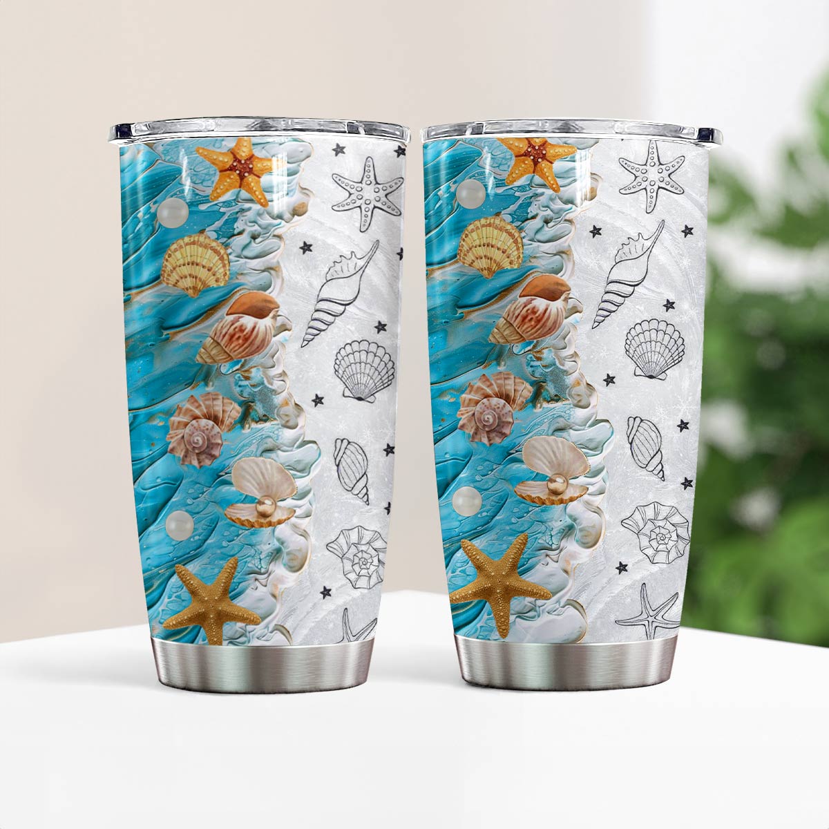 Shineful 20oz Tumbler Seashell Wave