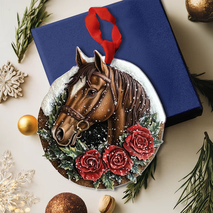 Shineful 2D Acrylic Ornament Winter's Rose Horse