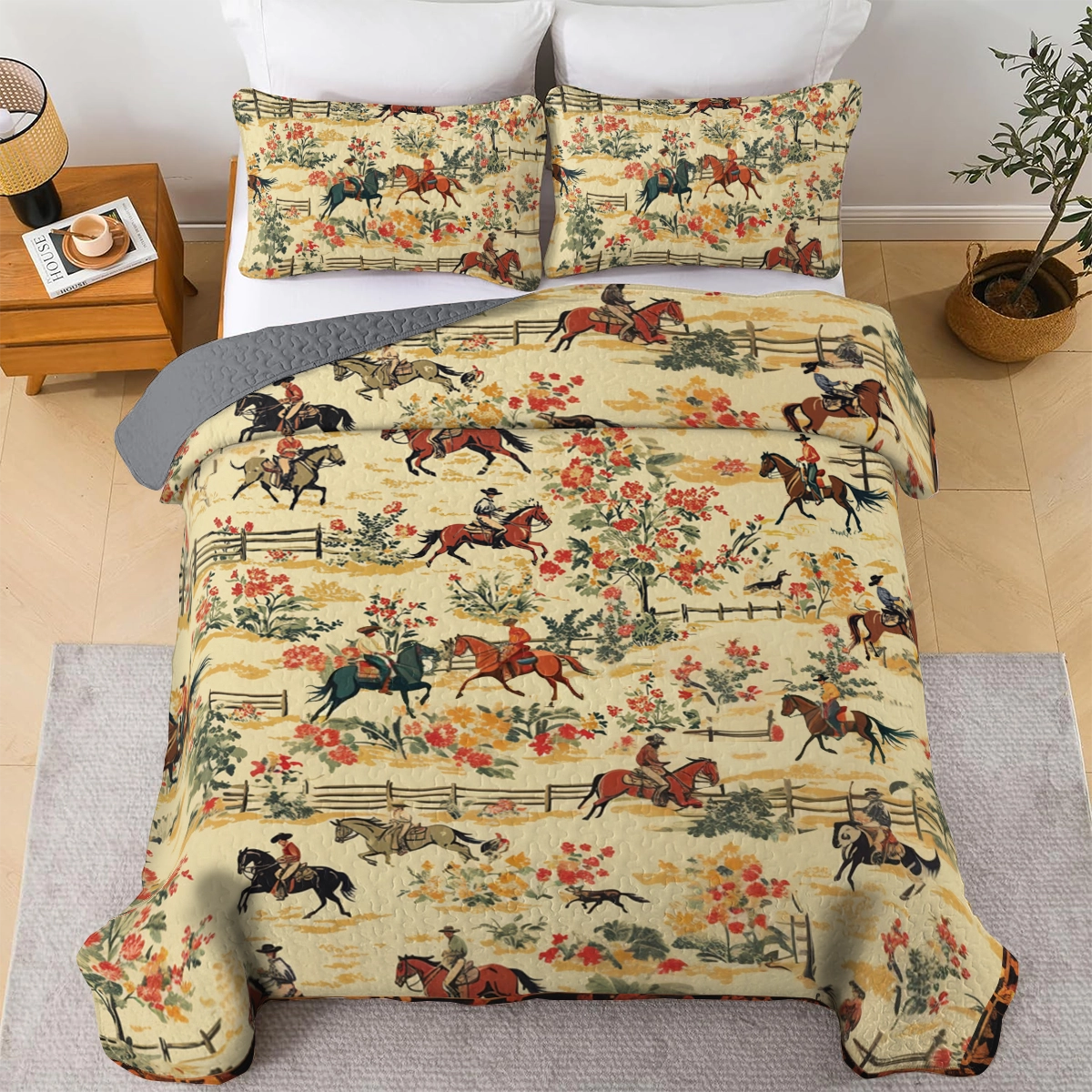 Shineful All Season Quilt 3-Piece Set Cowboy Prairie Dream