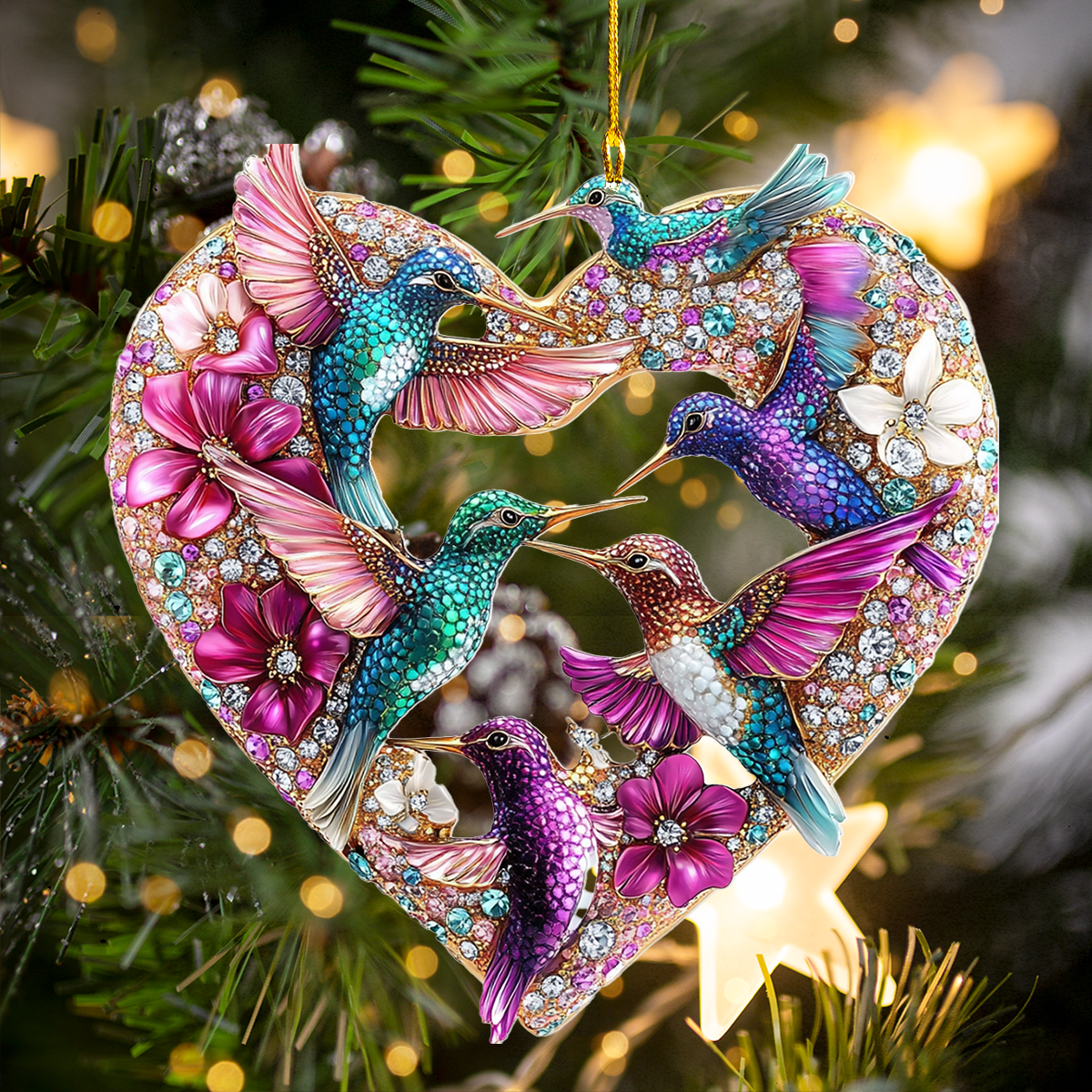 Shineful 2D Acrylic Ornament -  Hummingbird Crystal Elegance Collection