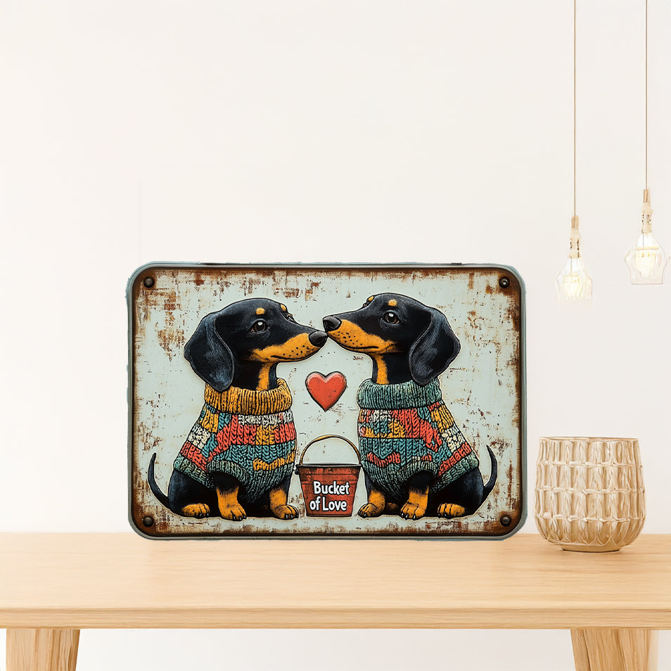 Shineful 2D Metal Sign Dachshund Bucket Of Love