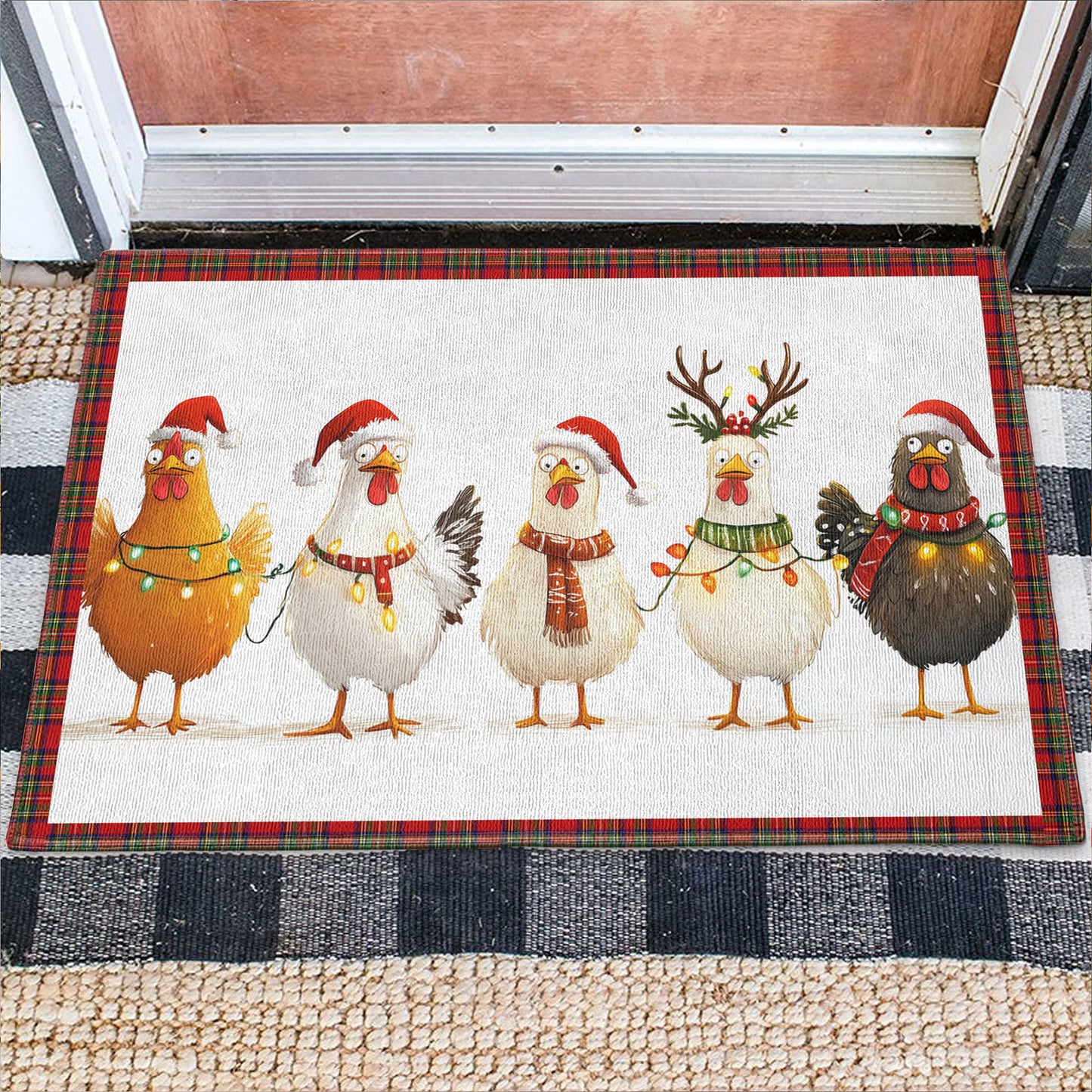 Shineful Ultra-Thin Non Skid Floor Mat, Kitchen Rugs Chicken Holiday