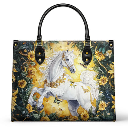 Shineful Leather Bag Elegant White Horse