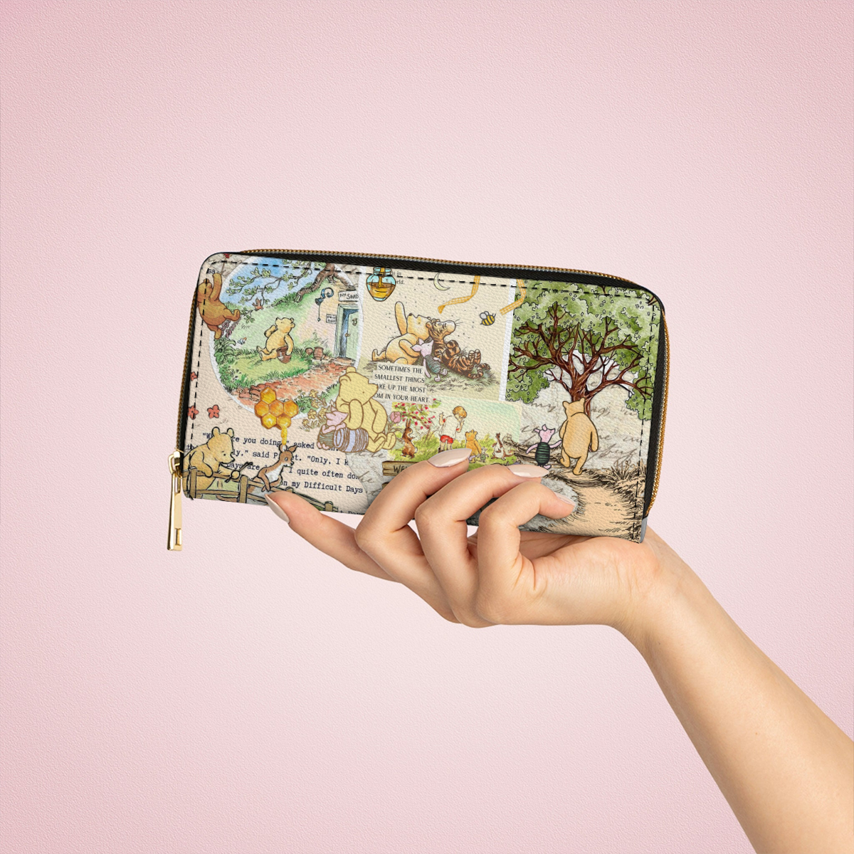 Clutch aus glänzendem Leder mit Trageriemen „Forest Dreams“