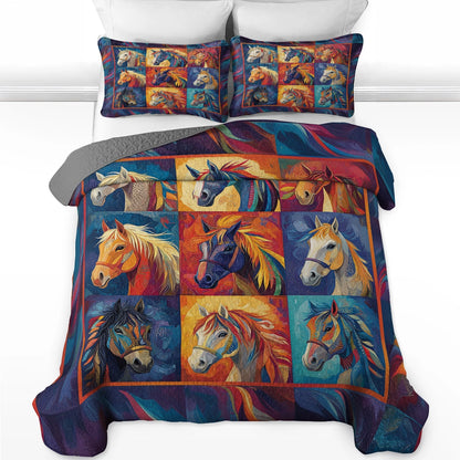 Shineful All Season Quilt 3-Piece Set - Majestic Horse Spirit