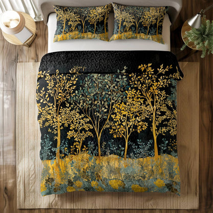 Shineful All Season Quilt 3-Piece Set Golden Forest